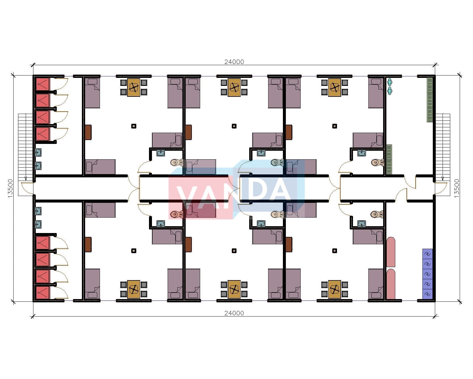 Проект общежития из блок контейнеров 12x28,8 Плита OSB купить в Ливнах с  доставкой